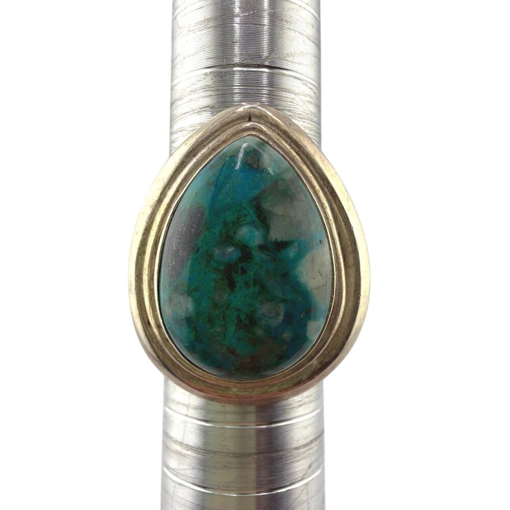 Chrysocolla Sterling Silver Ring Copper Bearing Mineral Artisan Jewelry 6.5